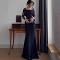 Elegant Off Shoulder Maxi Dress For Women Luxury Lace Spliced Long Robes Slim Waist Party Vestidos 2026 New Lady Evening Gowns