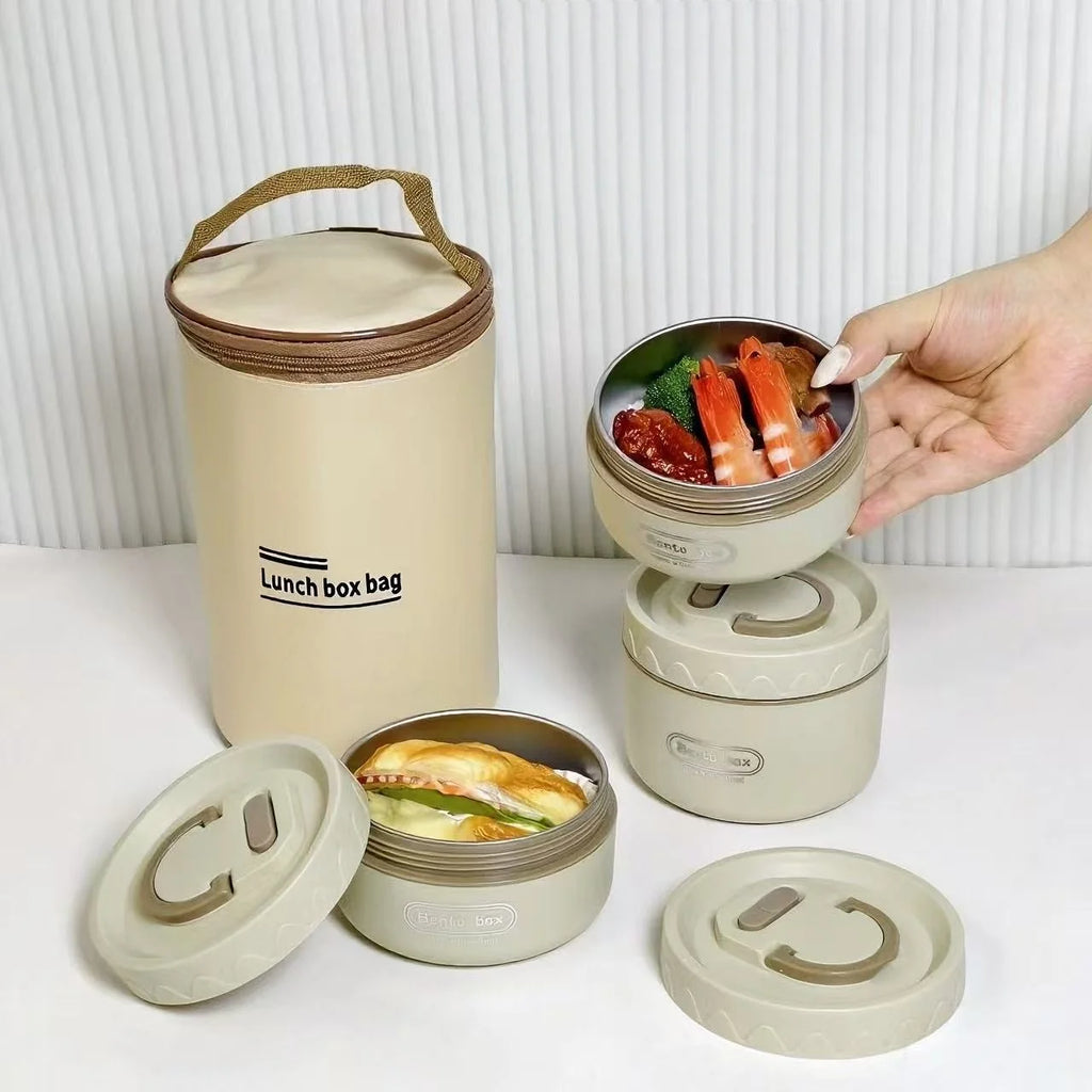 Lunch Box for Office Workers, Lunch Box with Lid, Leak-Proof, Portable Lunch Box, Fresh-Keeping Box, Microwaveable, Stainless Steel Insulated Lunch Box, Dormitory Canteen, Portable Lunch Box for Work