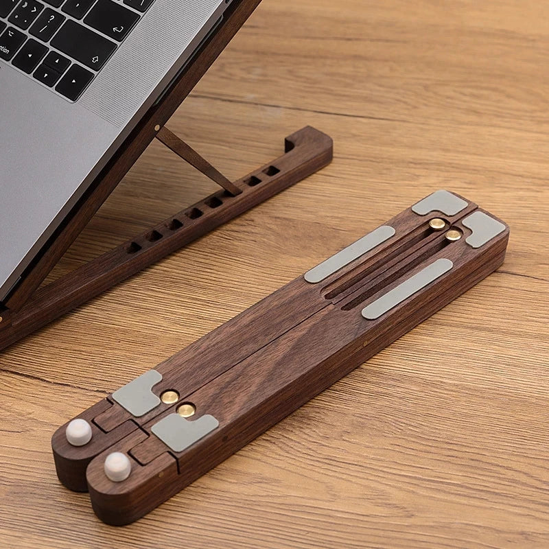Portable Laptop Stand Wood Laptop Holder Riser Computer Tablet Stand 8 Angles Adjustable Foldable Desktop Cooling Base Holder