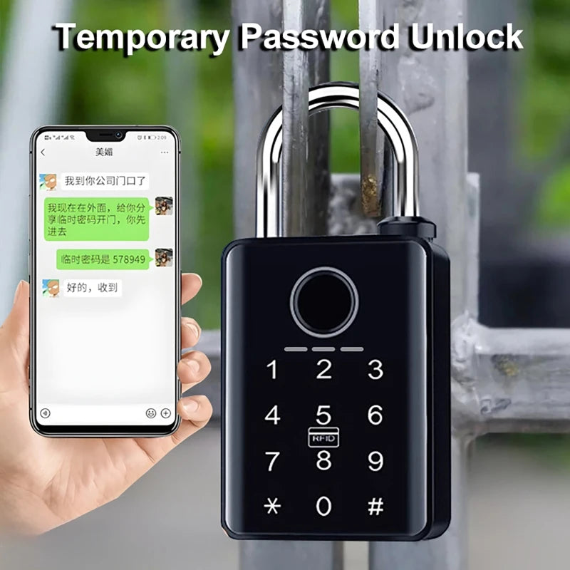 Bluetooth Waterproof Smart Padlock Fingerprint and Combination Lock Electronic Lock for Doors Windows Lockers and Luggage