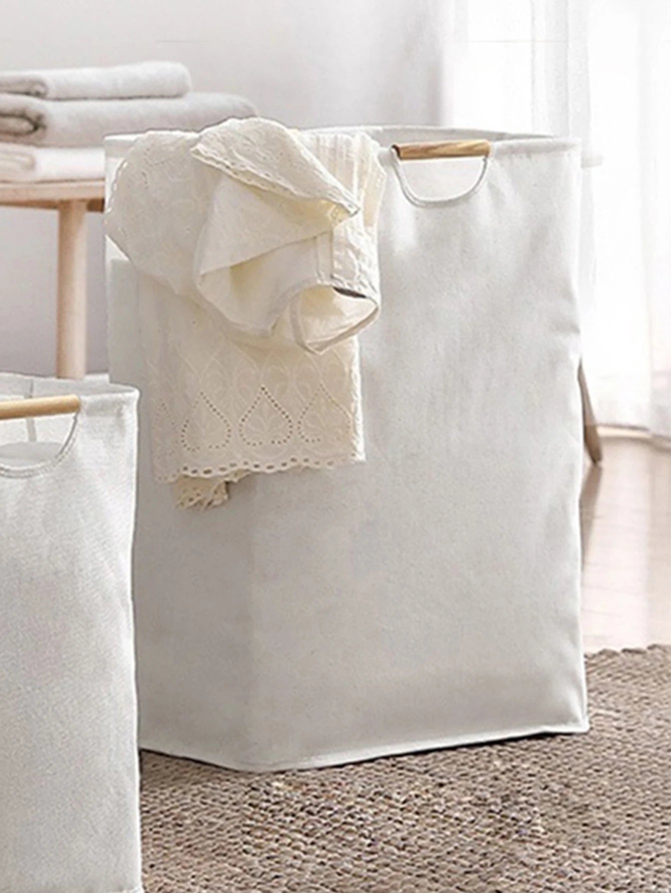 Foldable Laundry Hamper Portable Fabric Dirty Clothes Basket Clothes Storage Basket Household