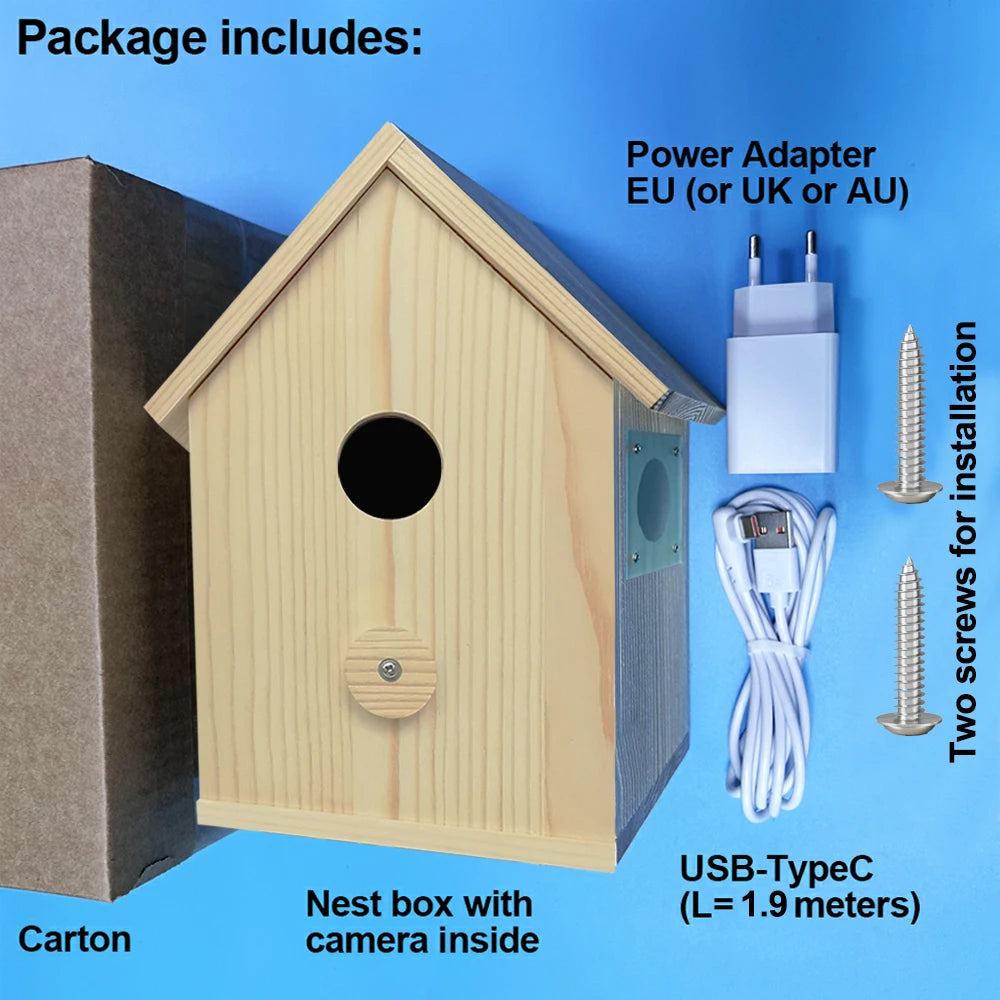 Smart Tuya Bird House 4MP HD WiFi Camera Wireless Birdbox with Night Vision Video Recording SD Card Playback Real Time DIY Gift