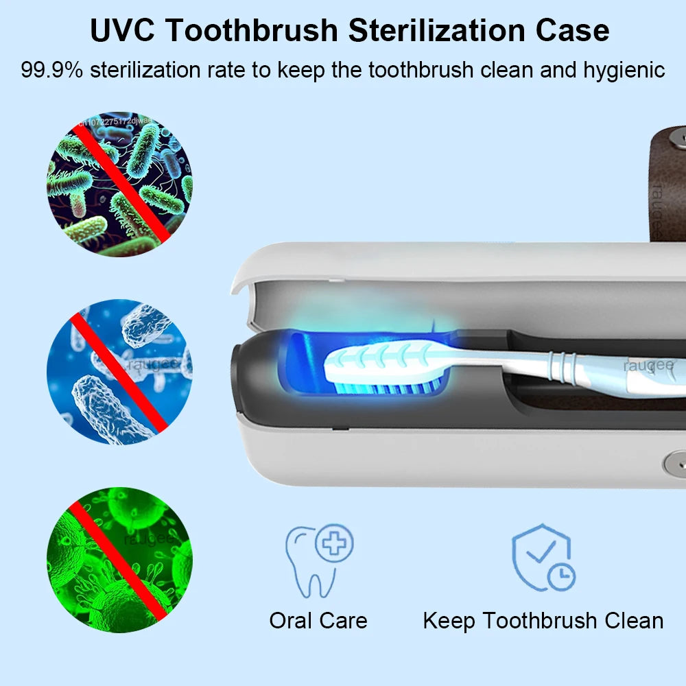 UV Toothbrush Sanitizer Case 99.9% High Efficient Sterilization Automatic UV Disinfection Mini Travel Toothbrush Cleaner Holder