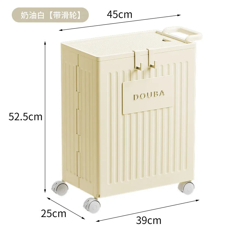 Foldable Laundry Hamper with Wheels Large Capacity Bathroom Dirty Clothes Basket Rolling Storage Cart Laundry Organizer Bin