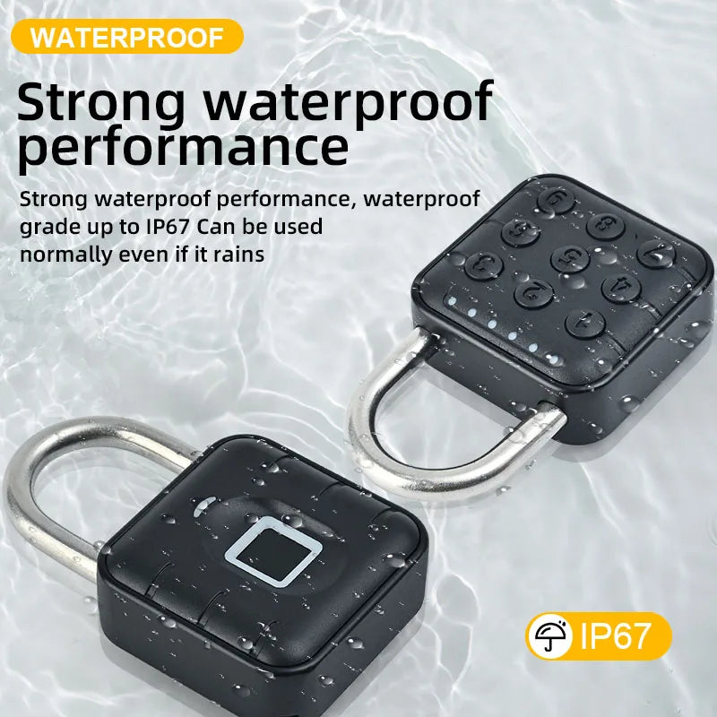 Smart Pad Lock Fingerprint Padlock Cabinet Lock Dormitory Anti-Theft Lock USB Rechargeable Security Keyless Lock Smart Padlock