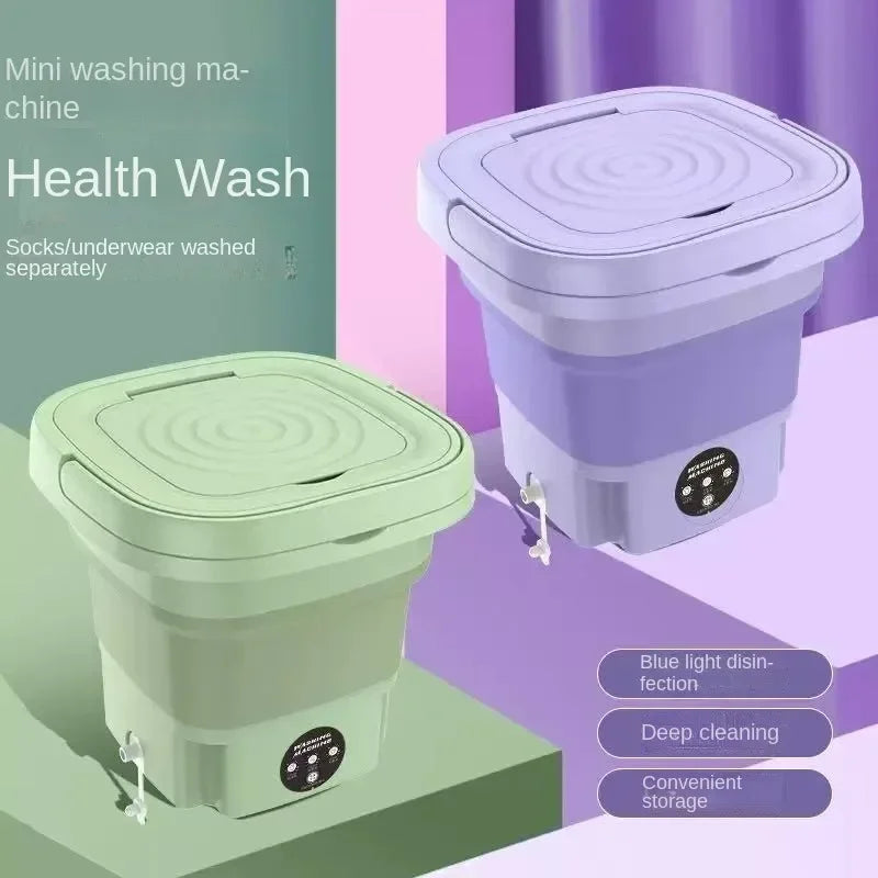 Portable Foldable Mini Washing Machine 8L Spin Dryer Multifunctional Small Washer for Underwear Socks Lingerie Home Use EU