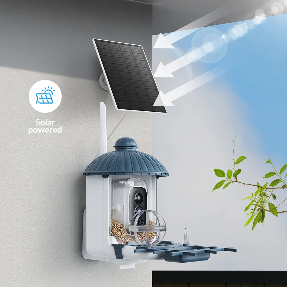 Smart Birds Feeder Camera 4MP 2K HD Solar Powered AI Motion BirdWatching Wireless WiFi Camera Wildlife Monitor Waterproof