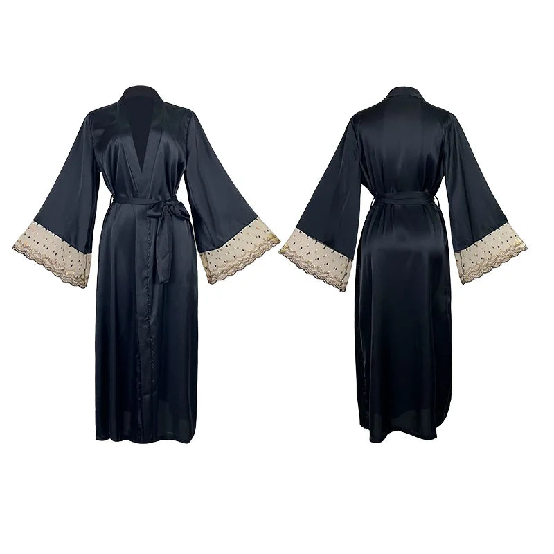 Fashion Temperament Robe Women's Clothing New Silk Satin Lounge Sleepwear Spring Summer Nightwear Home Bathrobe Wedding Dresses