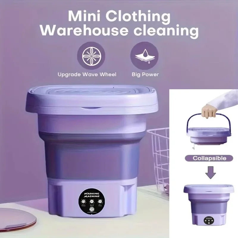 Portable Foldable Mini Washing Machine 8L Spin Dryer Multifunctional Small Washer for Underwear Socks Lingerie Home Use EU