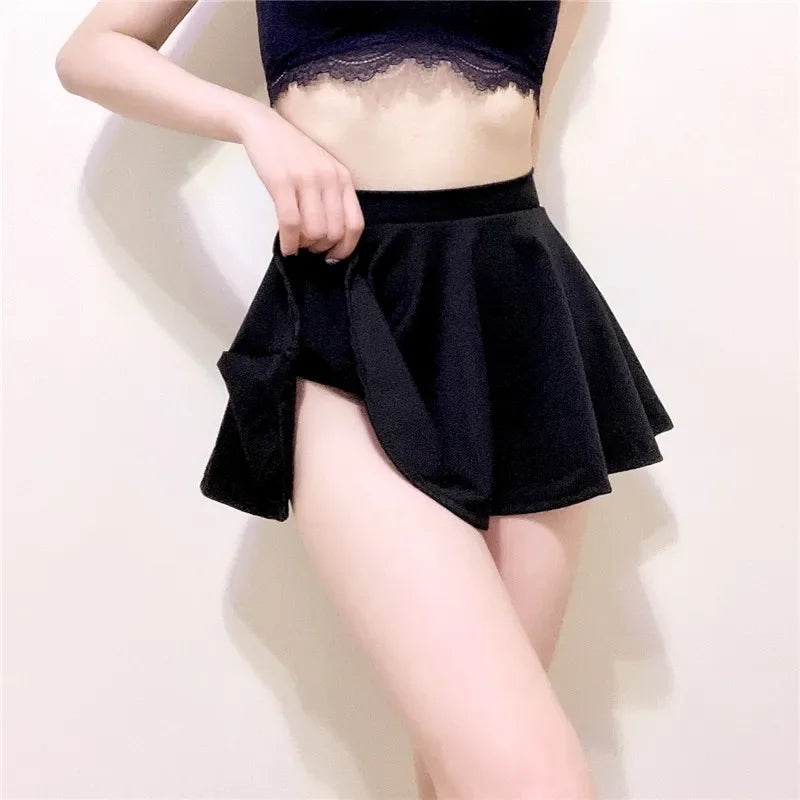 Bodycon High Wiast Wrap Pleated Skirt Sexy Dress  A-line Long Night Club Party Wear Casual Mini Skirts for Woman Black White