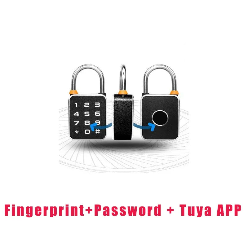 Smart Padlock Tuya APP+Fingerprint+Password 3 In 1 Electric Biometric Lock IP65 Keyless Mini Smart Locks Anti-theft Padlocks
