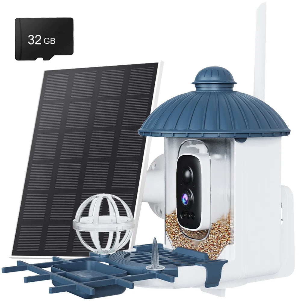 Smart Birds Feeder Camera 4MP 2K HD Solar Powered AI Motion BirdWatching Wireless WiFi Camera Wildlife Monitor Waterproof