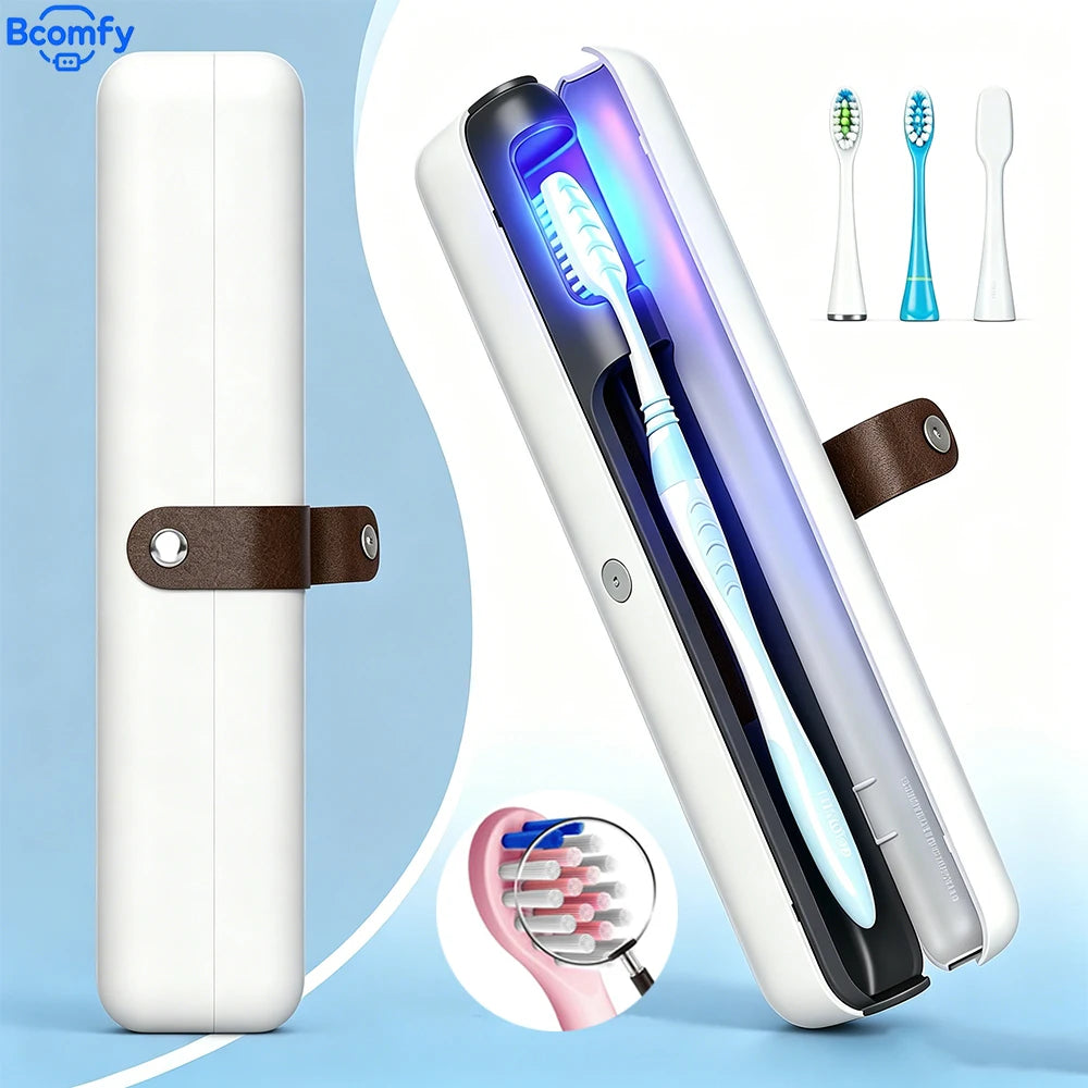 UV Toothbrush Sanitizer Case 99.9% High Efficient Sterilization Automatic UV Disinfection Mini Travel Toothbrush Cleaner Holder