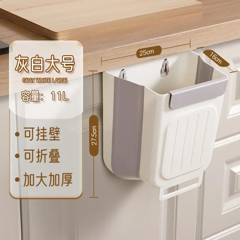 Foldable Hanging Trash  New Bin for Kitchen Thick Large Mouth Multi Functional Waste Bin Garbage Bin trash can foldable bin
