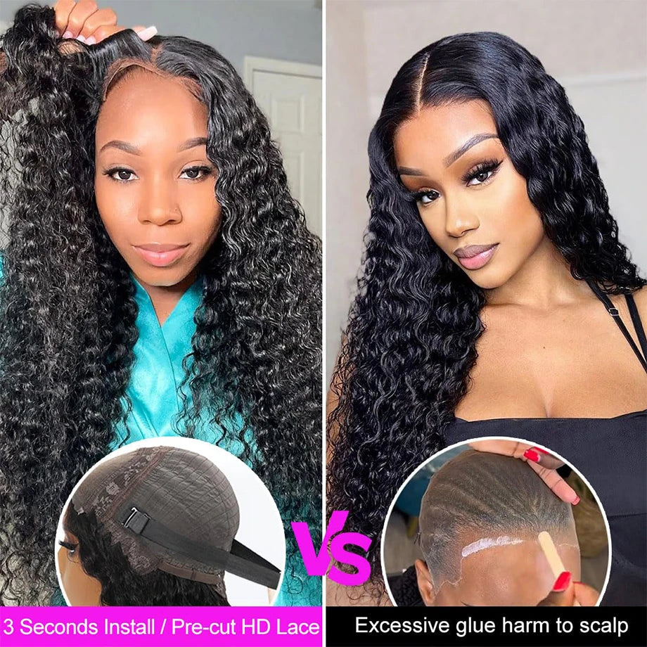 Glueless 5x5 Ready To Wear Deep Wave Hd Lace Clousure Wig Human Hair Pre Plucked 13x6 Hd Frontal Curly Brazilian Wigs For Women