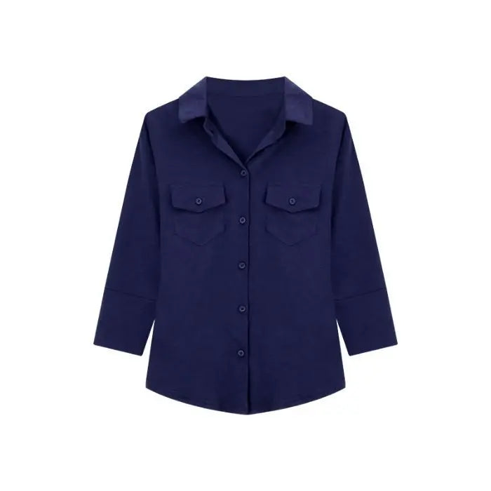 POLO Neck Long-sleeved Shirt for Women in Autumn New Waist-hugging Slim American Sweet and Spicy Top