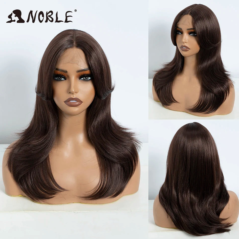 Noble Synthetic Lace Front Wig Long Straight Ombre lace Wig Cosplay part Wig Blonde Wigs For Women Lace Wig synthetic Lace Wig