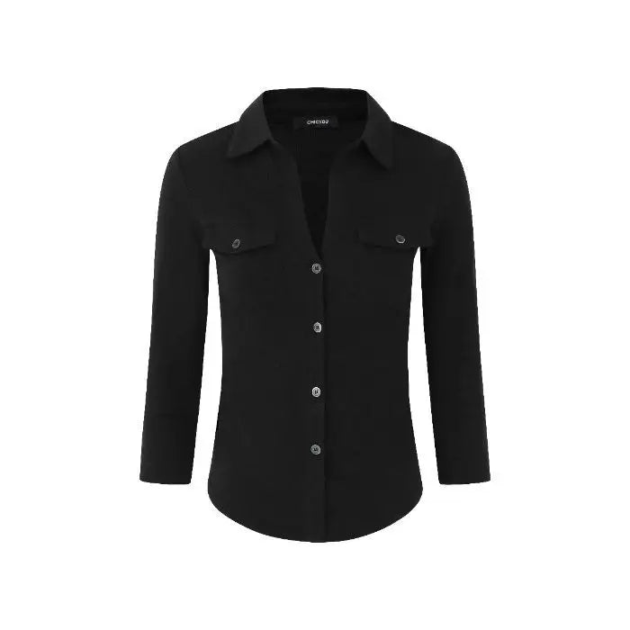 POLO Neck Long-sleeved Shirt for Women in Autumn New Waist-hugging Slim American Sweet and Spicy Top