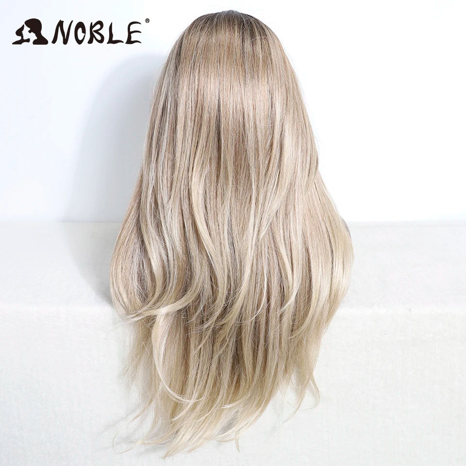 Noble Synthetic Lace Front Wig 26" Straight Ombre lace Wig  Cosplay White Wig Blonde Wigs For Women Lace Wig synthetic Lace Wig