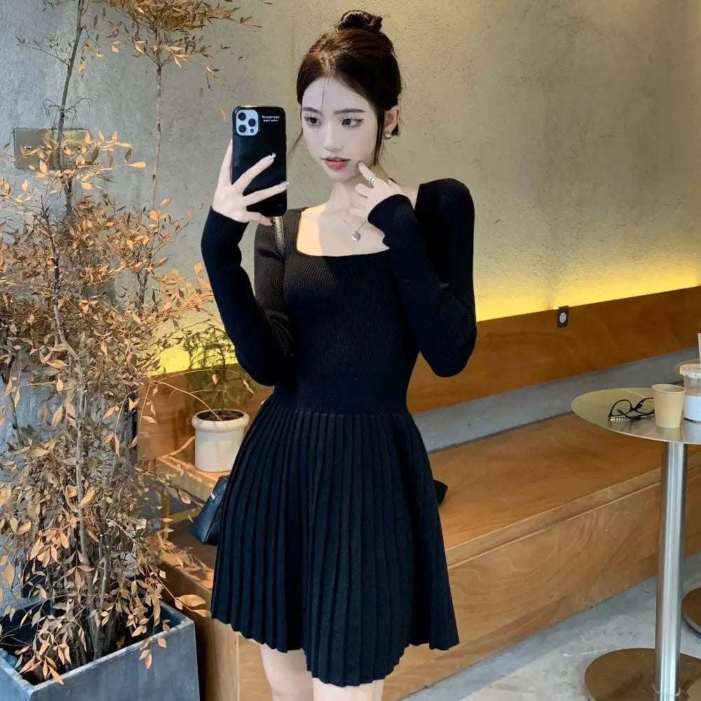 Bodycon Woman Knitted Dress New In Casual Retro Deals Korean Harajuku Comfortable Essential Pleated Crochet Dresses For Women