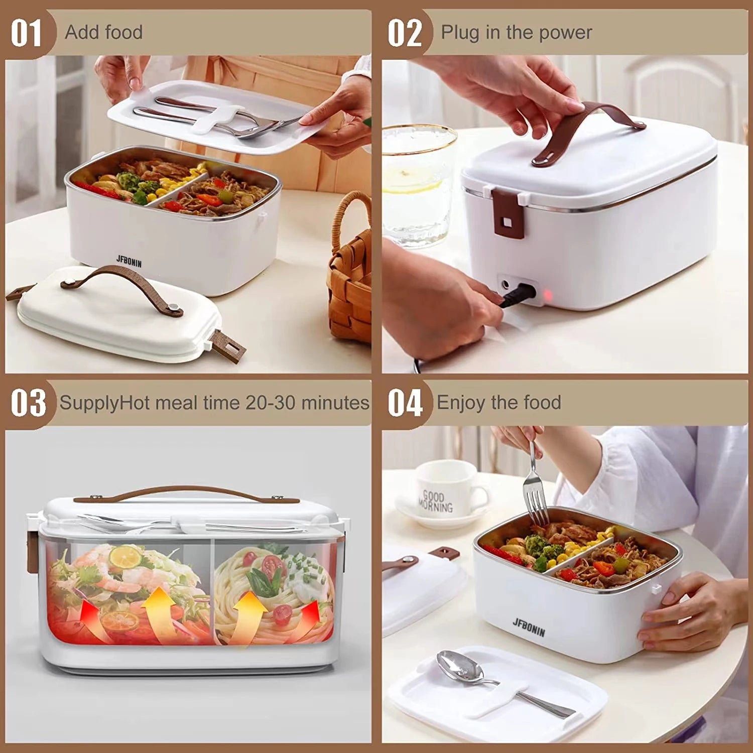 Car & Office Dual-use Electric Heating Lunch Box, Portable Insulated Bento Container
