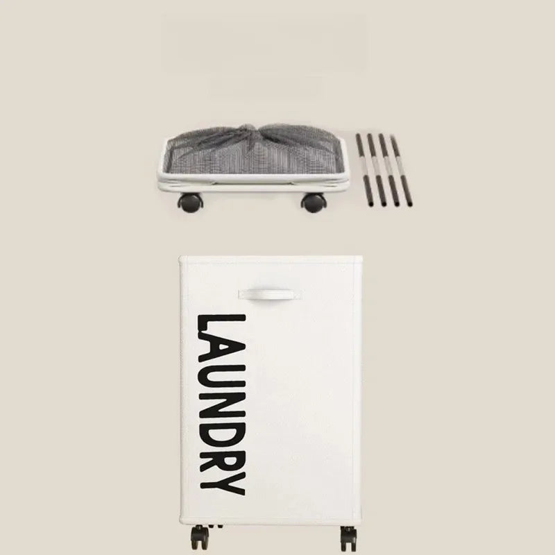 Foldable Laundry Hamper with Wheels Large Capacity Bathroom Dirty Clothes Basket Rolling Storage Cart Laundry Organizer Bin