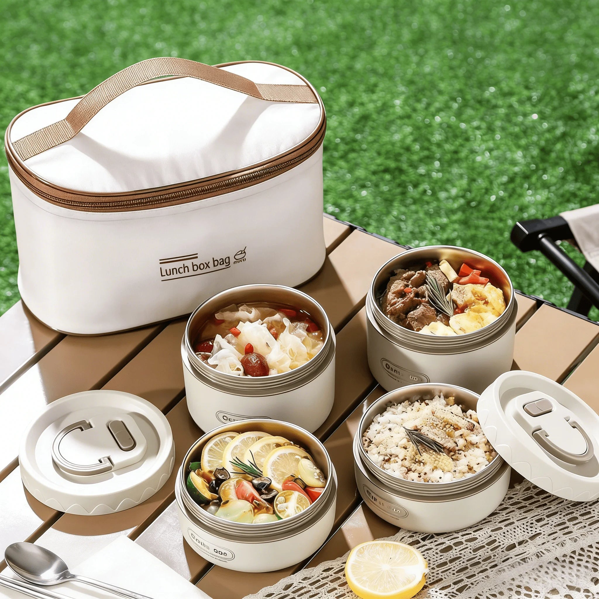 Lunch Box for Office Workers, Lunch Box with Lid, Leak-Proof, Portable Lunch Box, Fresh-Keeping Box, Microwaveable, Stainless Steel Insulated Lunch Box, Dormitory Canteen, Portable Lunch Box for Work