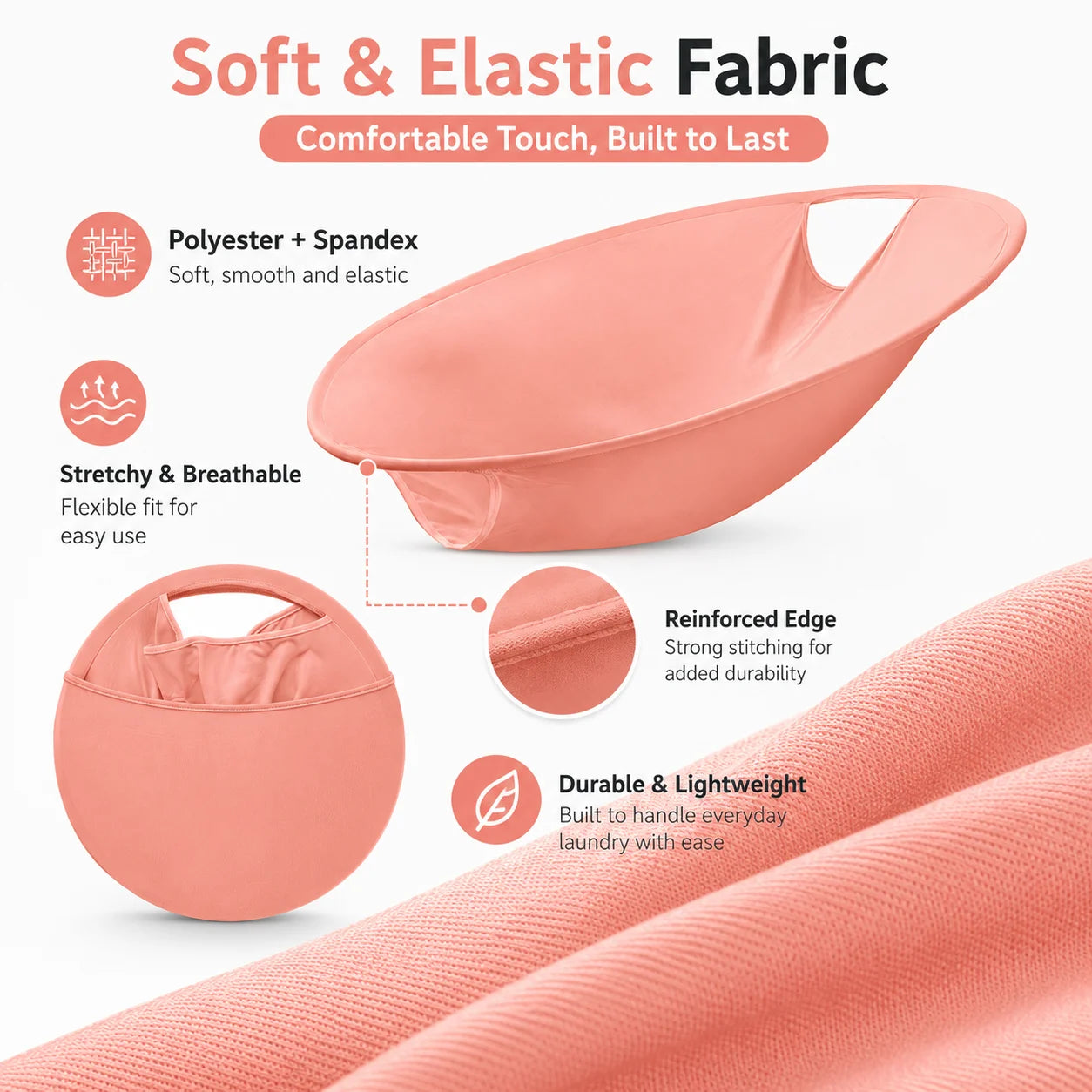 Foldable Laundry Basket Portable Clothes Hamper for Washing Machine, Elastic Laundry Organizer Bag with Handle, Space Saving Sto