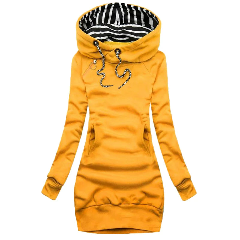 Women Sweater Dress Long Sleeve Hoodie Dress Autumn Winter Casual Slim Sweater Hoodies Dress