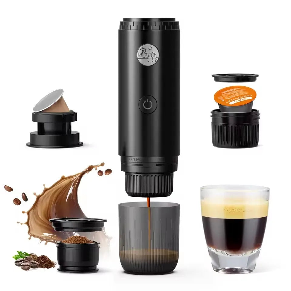 Portable 3-in-1 Espresso Machine, 200s Electric Heating, 30s Extraction, Makes 3-5 Cups, Travel Suitable