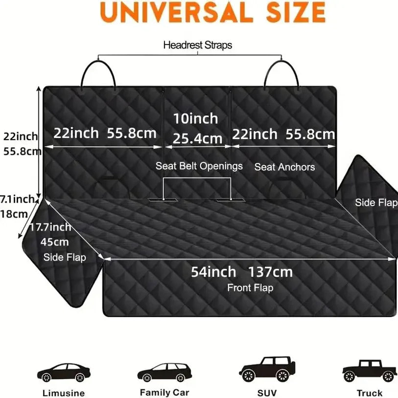Dog Car Seat Cover, Back Seat Cover for Dogs Pet Car Seat Protector Waterproof Bench Car Seat Cover, Non-Slip Reat Seat Cover